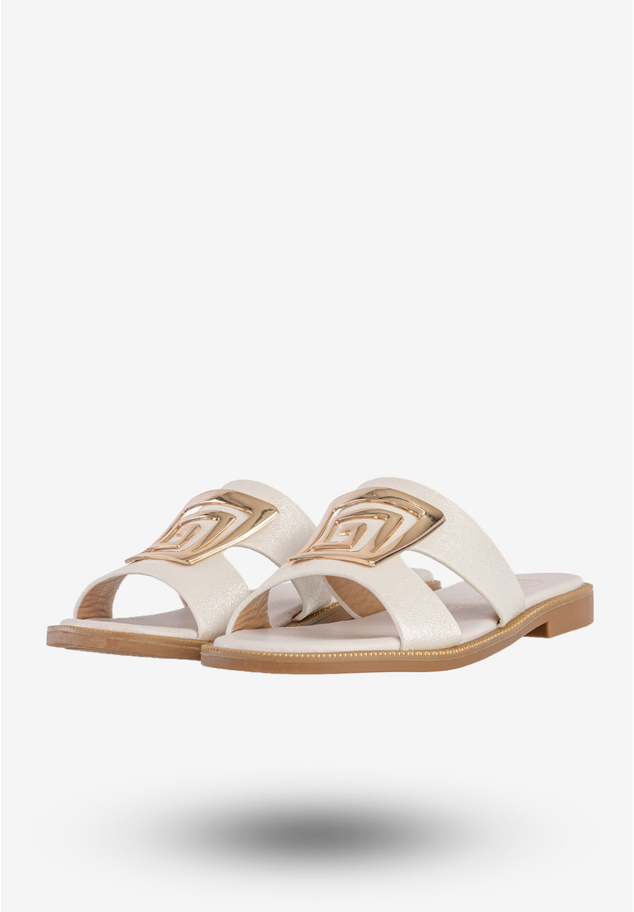Klapki Damskie Ekoskóra Buty Eleganckie Płaski Obcas Białe Filippo DK3703/25WH