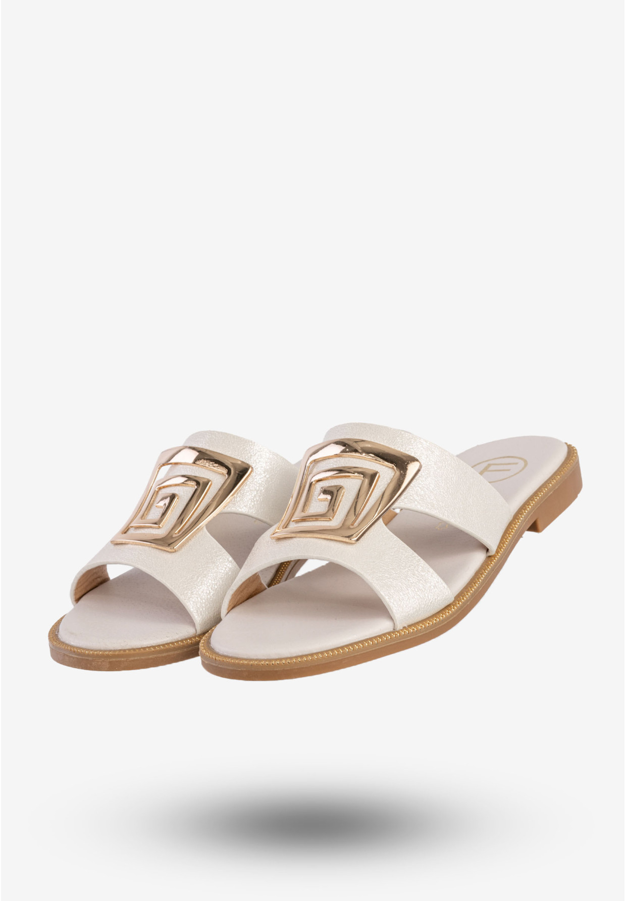 Klapki Damskie Ekoskóra Buty Eleganckie Płaski Obcas Białe Filippo DK3703/25WH