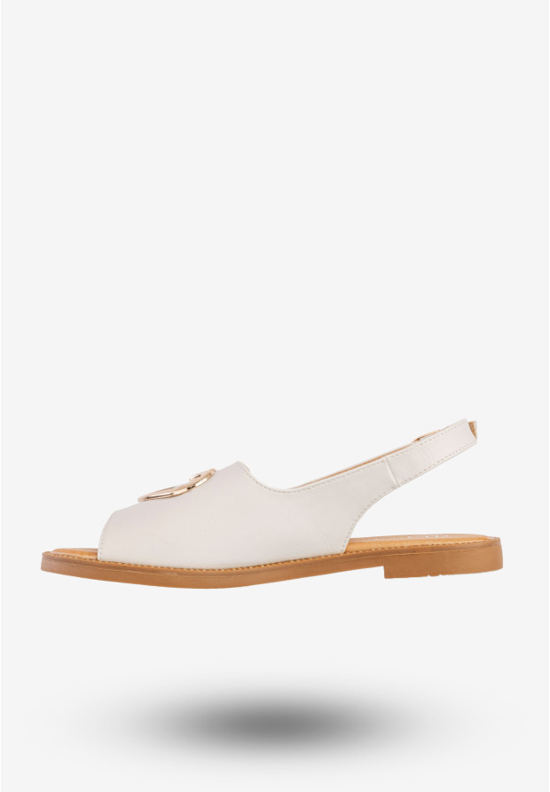 Sandały Damskie Ekoskóra Buty Z Sercem Płaski Obcas Białe Filippo DS6926/25WH