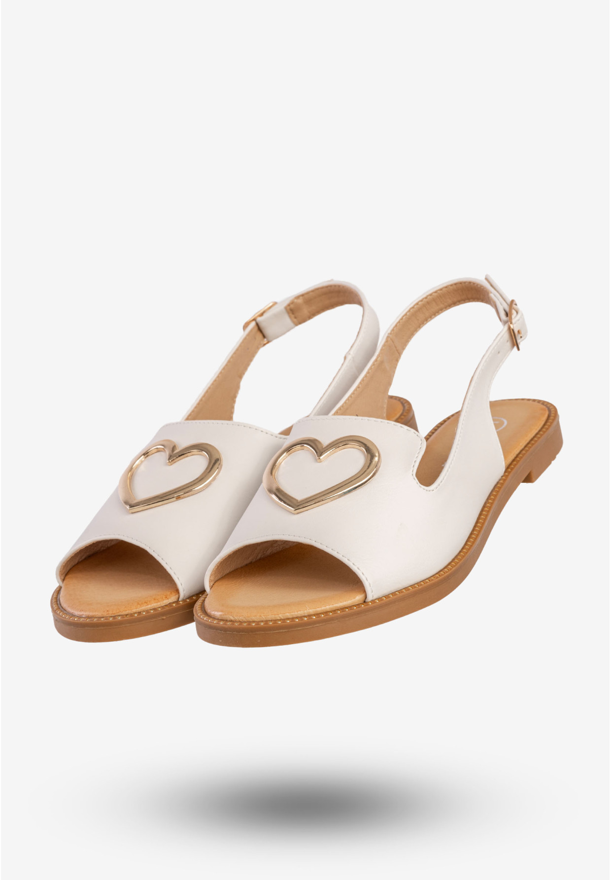 Sandały Damskie Ekoskóra Buty Z Sercem Płaski Obcas Białe Filippo DS6926/25WH