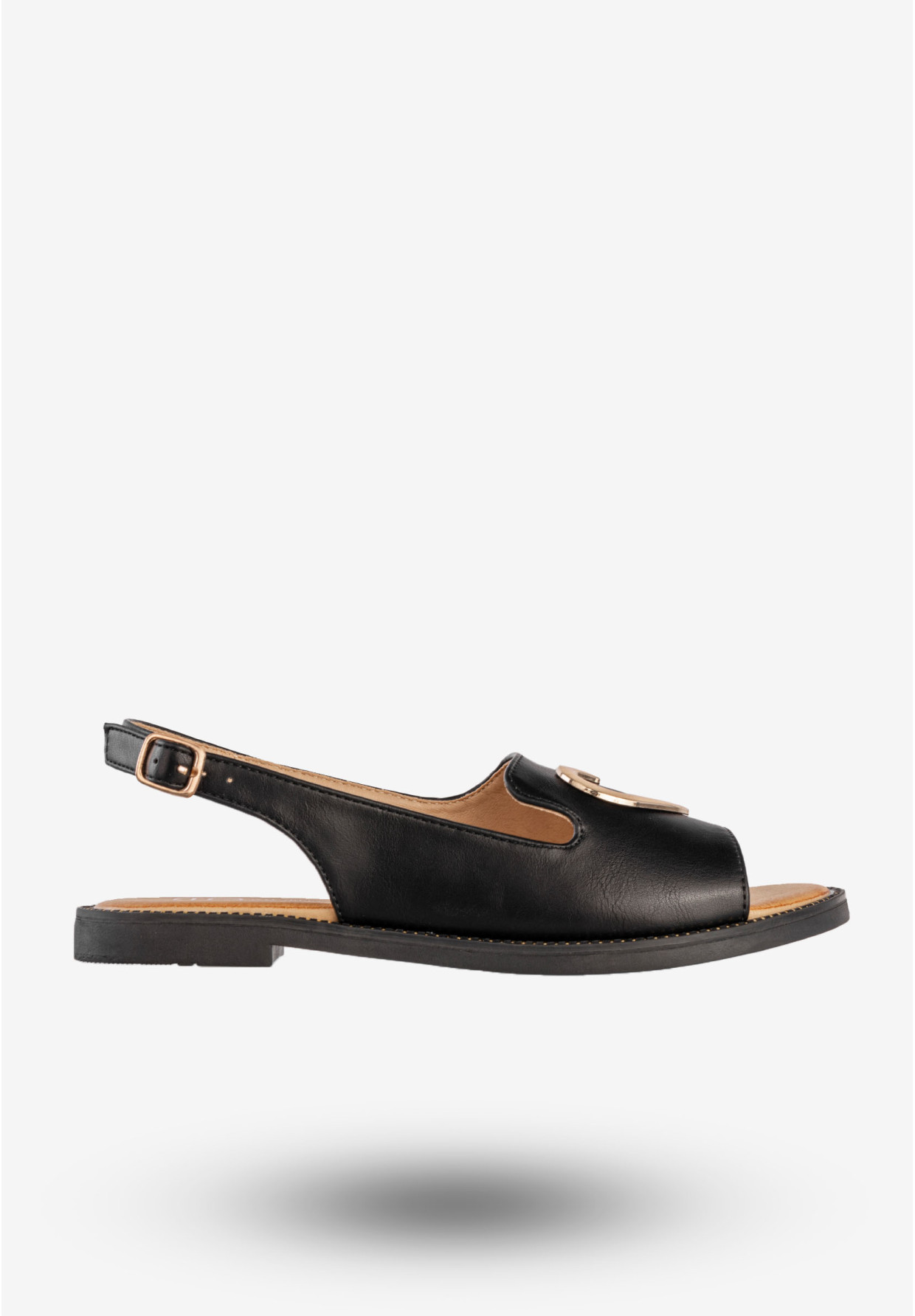 Sandały Damskie Ekoskóra Buty Z Sercem Płaski Obcas Czarne Filippo DS6926/25BK