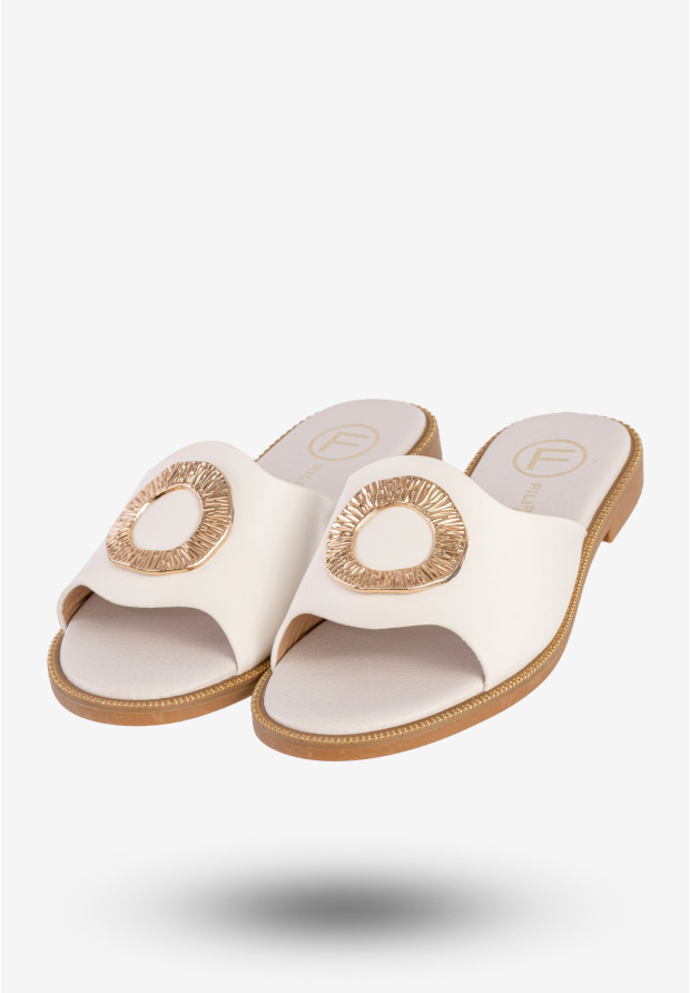 Klapki Damskie Ekoskóra Buty Eleganckie Modne Białe Filippo DK6906/25WH