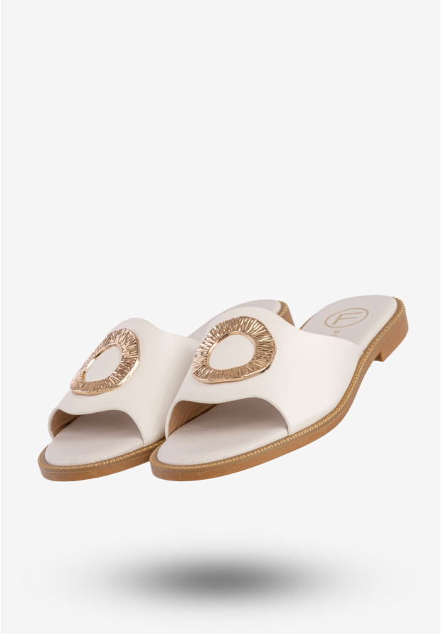Klapki Damskie Ekoskóra Buty Eleganckie Modne Białe Filippo DK6906/25WH