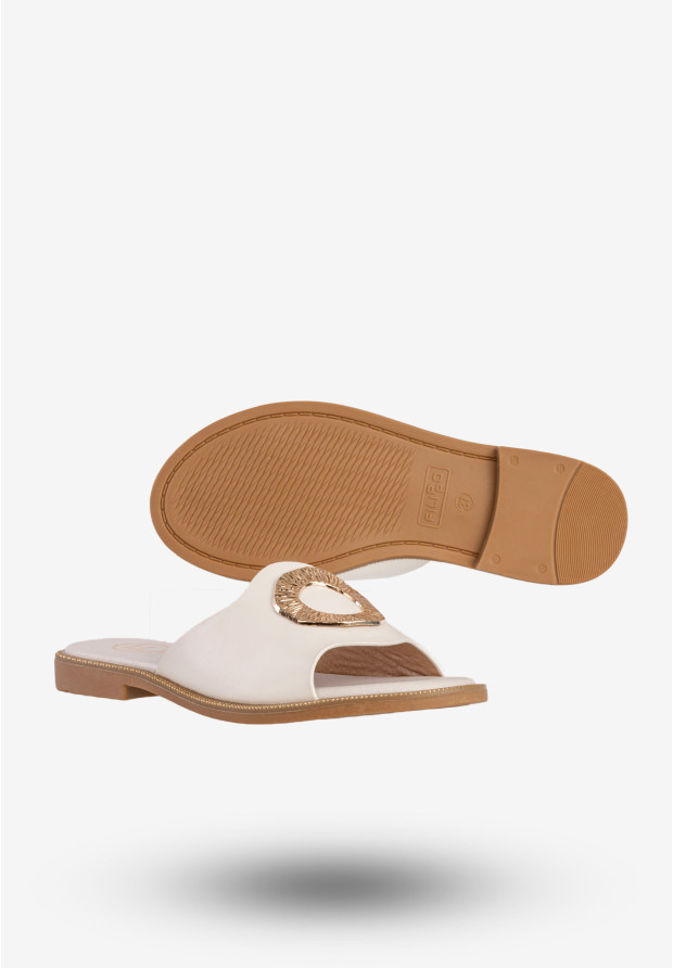 Klapki Damskie Ekoskóra Buty Eleganckie Modne Białe Filippo DK6906/25WH