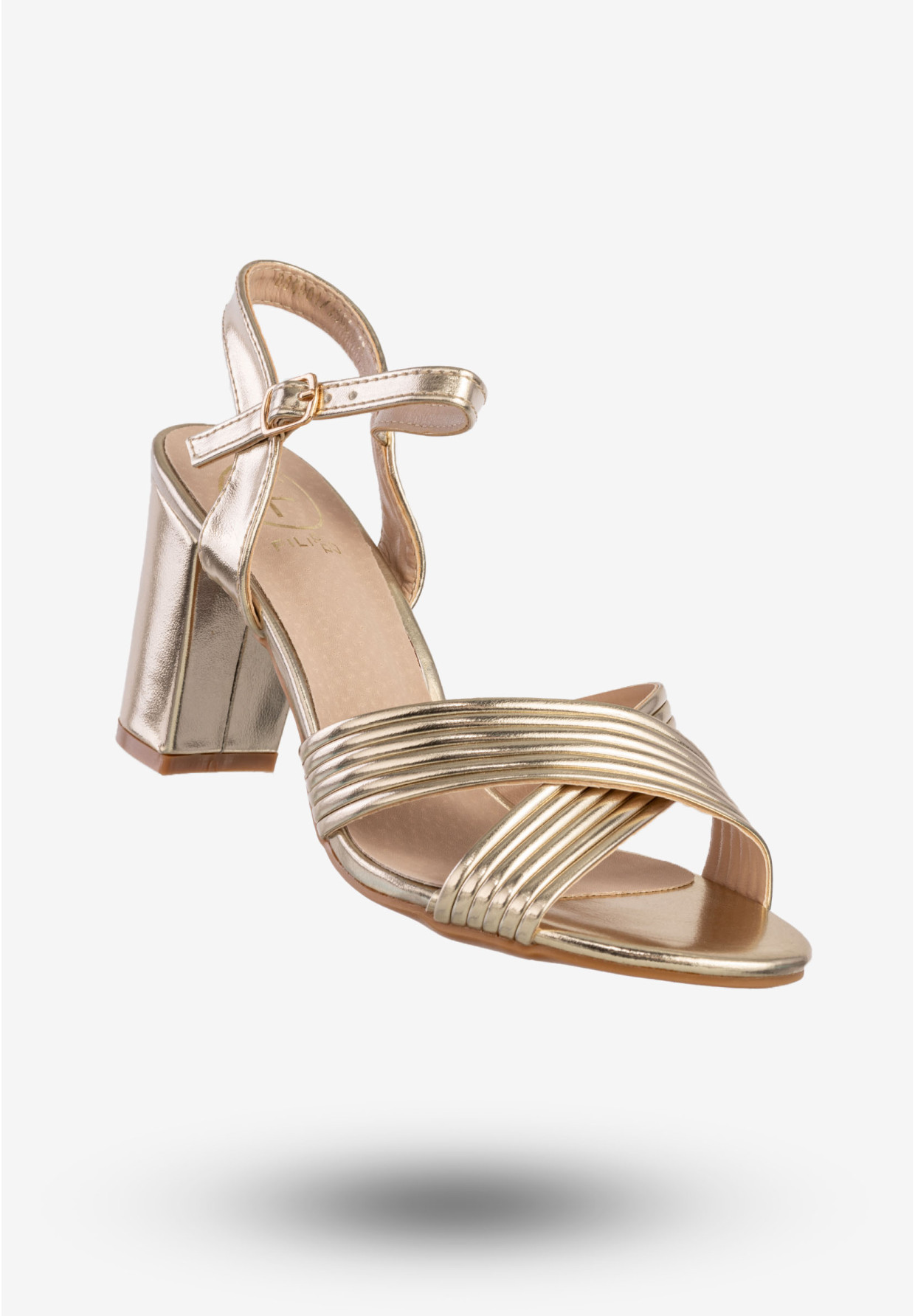 Sandały Damskie Ekoskóra Buty Eleganckie Na Słupku Złote Filippo DS6901/25GO