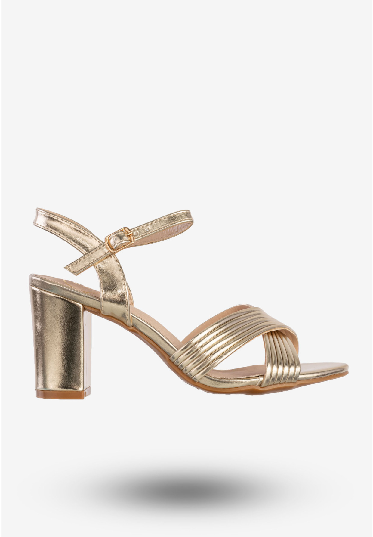Sandały Damskie Ekoskóra Buty Eleganckie Na Słupku Złote Filippo DS6901/25GO