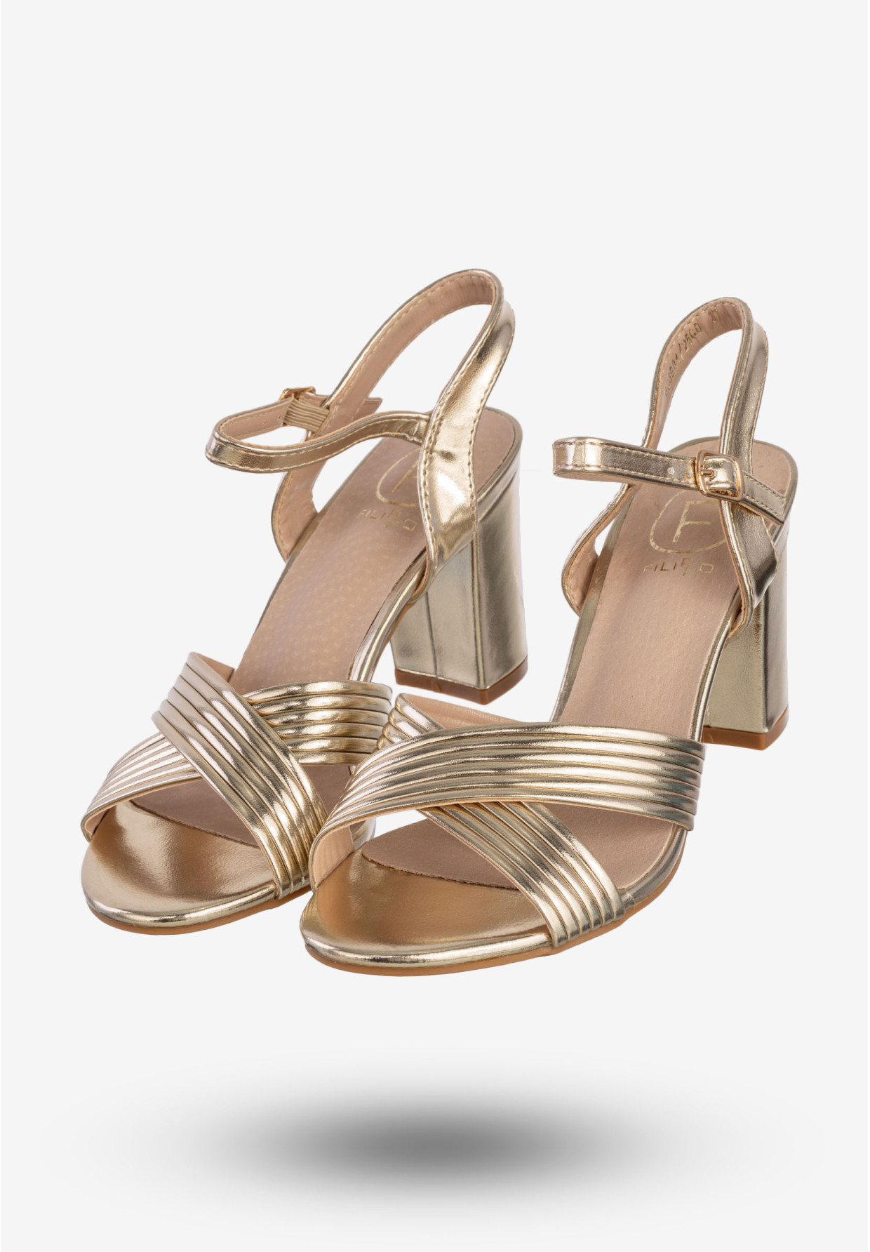 Sandały Damskie Ekoskóra Buty Eleganckie Na Słupku Złote Filippo DS6901/25GO