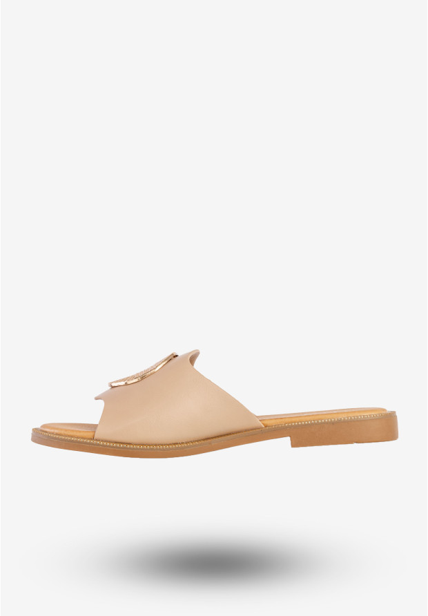 Klapki Damskie Ekoskóra Buty Eleganckie Modne Beżowe Filippo DK6906/25BE