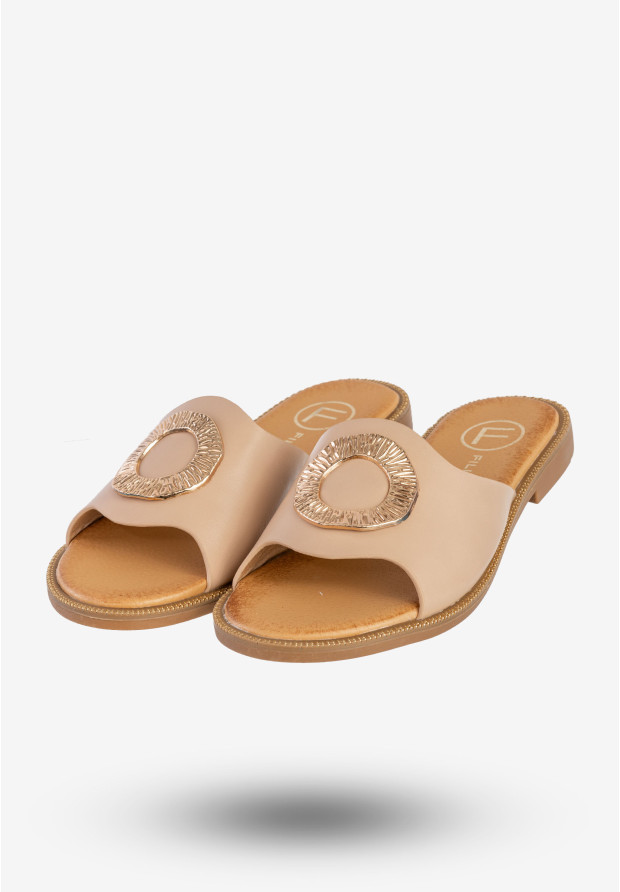 Klapki Damskie Ekoskóra Buty Eleganckie Modne Beżowe Filippo DK6906/25BE