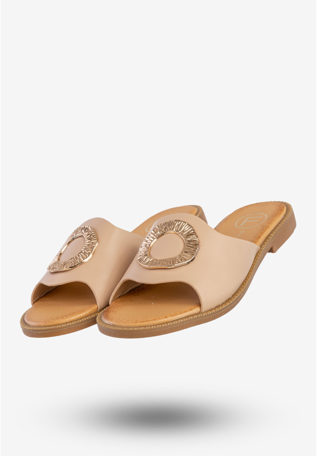 Klapki Damskie Ekoskóra Buty Eleganckie Modne Beżowe Filippo DK6906/25BE