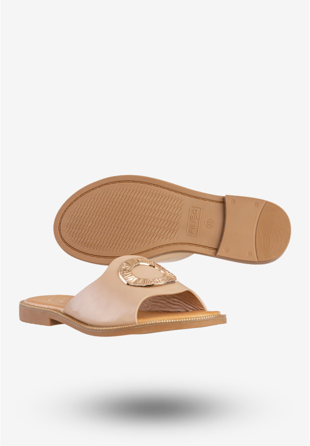 Klapki Damskie Ekoskóra Buty Eleganckie Modne Beżowe Filippo DK6906/25BE
