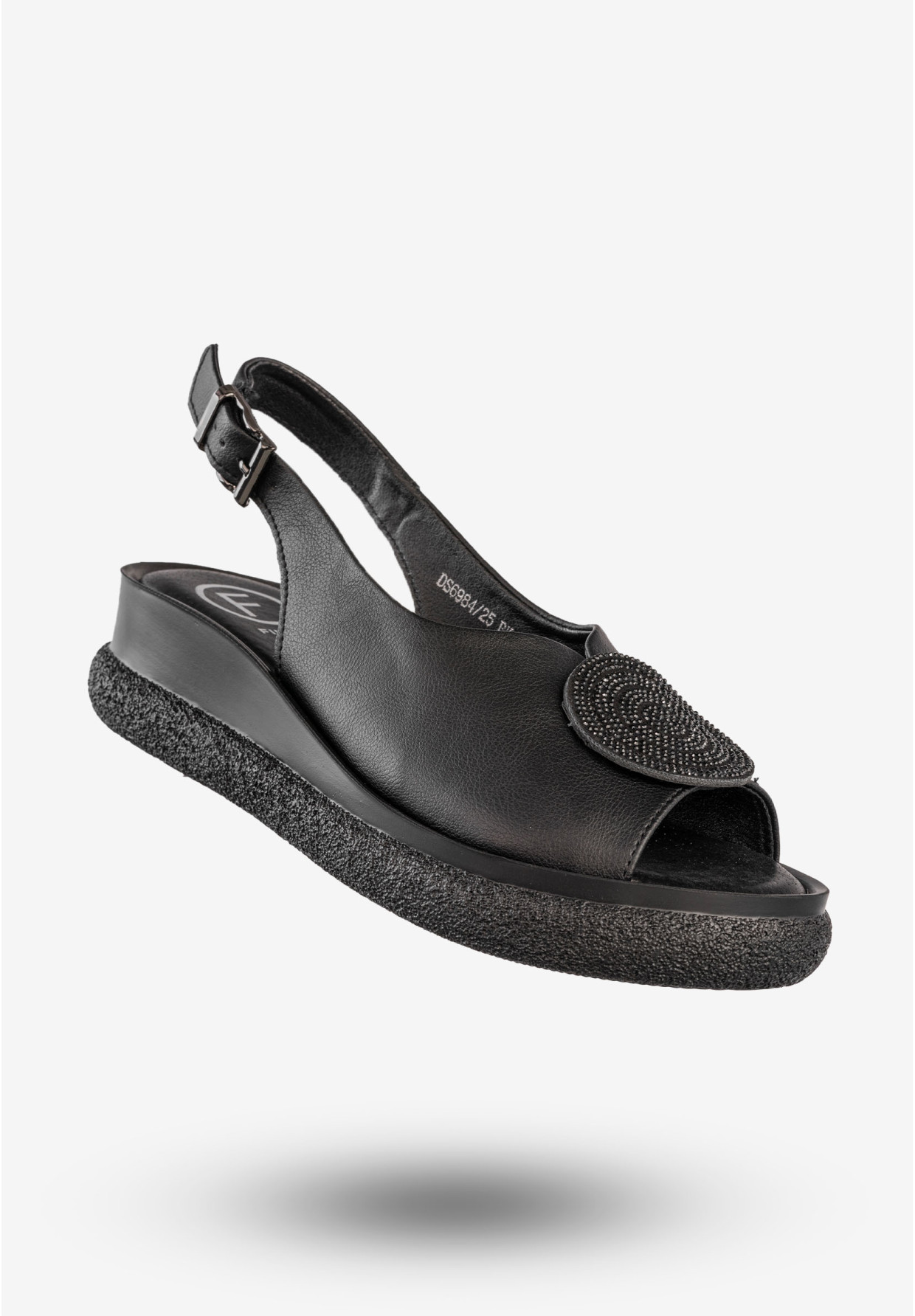 Sandały Damskie Skórzane Buty Na Niskiej Koturnie Czarne Filippo DS6984/25BK