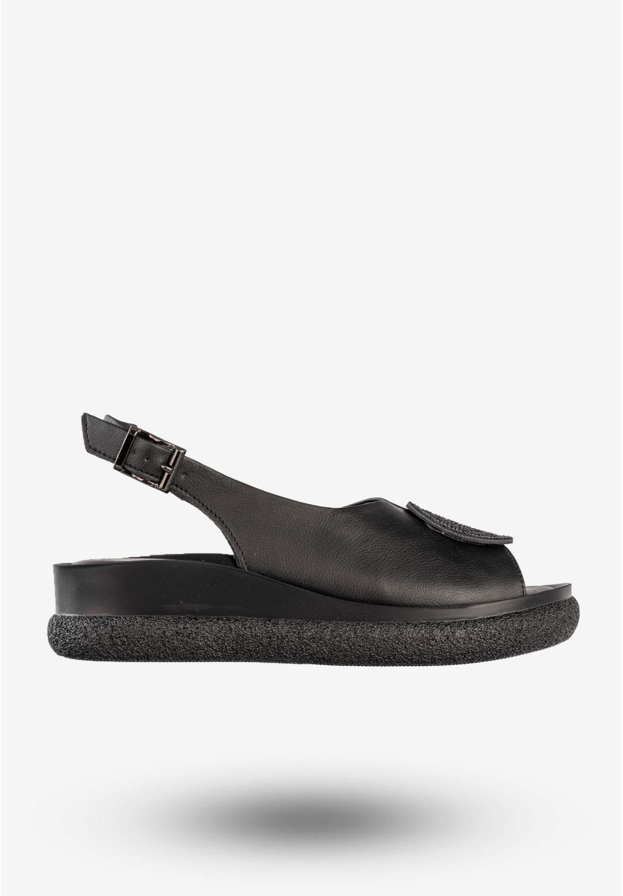 Sandały Damskie Skórzane Buty Na Niskiej Koturnie Czarne Filippo DS6984/25BK