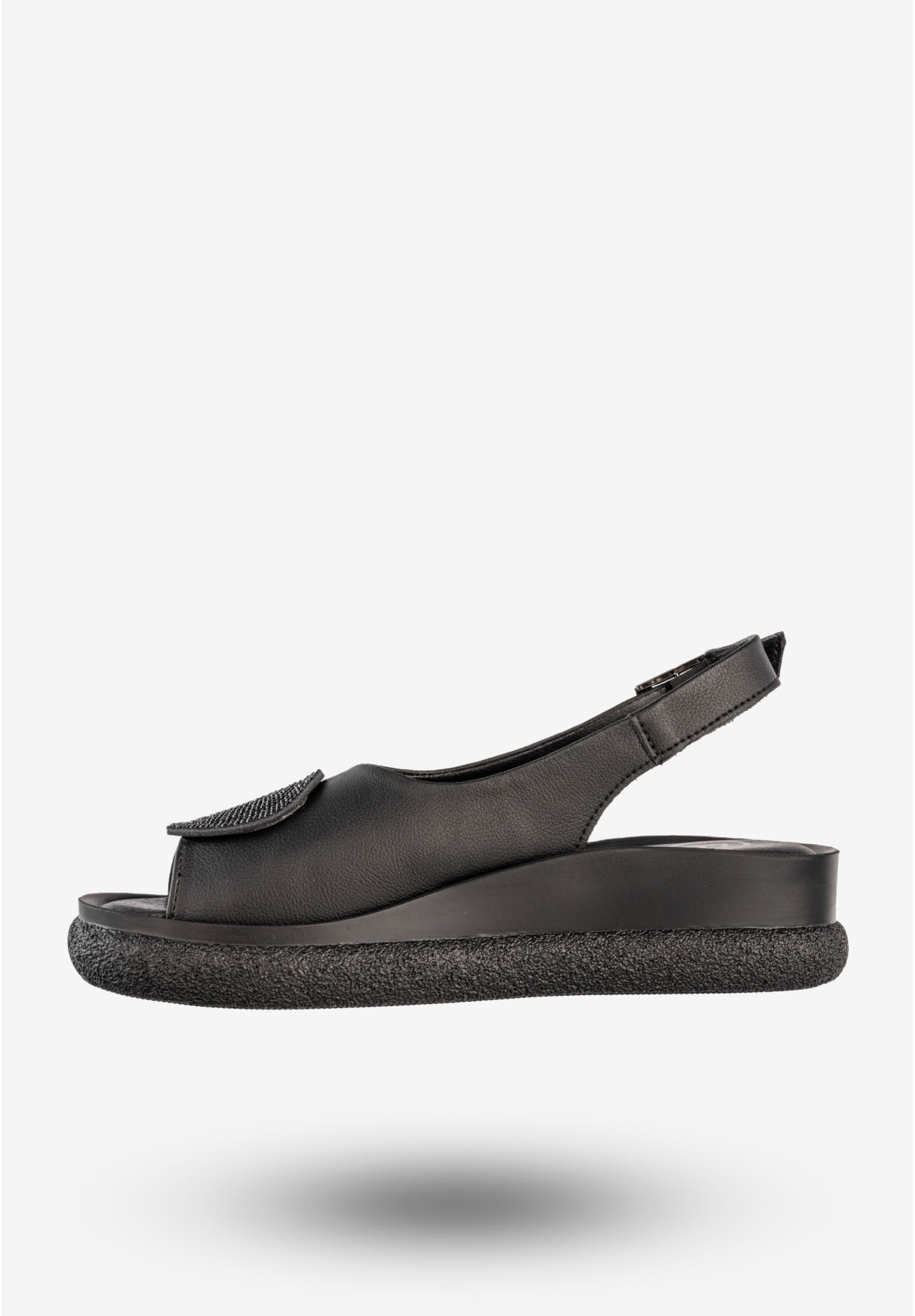 Sandały Damskie Skórzane Buty Na Niskiej Koturnie Czarne Filippo DS6984/25BK