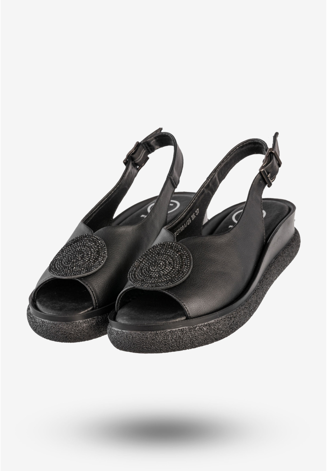 Sandały Damskie Skórzane Buty Na Niskiej Koturnie Czarne Filippo DS6984/25BK