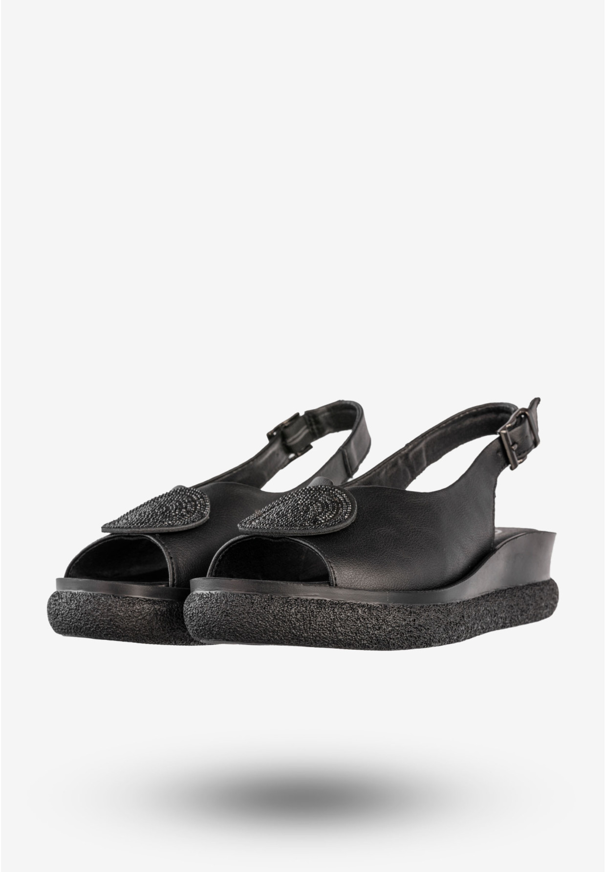 Sandały Damskie Skórzane Buty Na Niskiej Koturnie Czarne Filippo DS6984/25BK