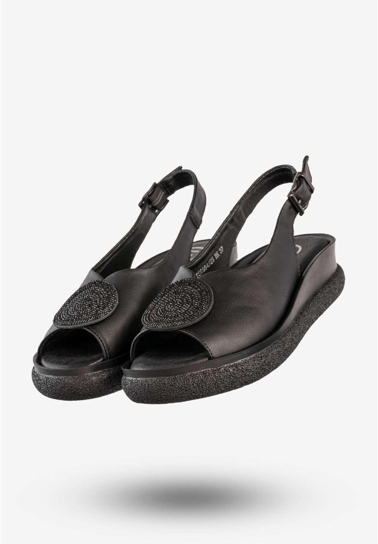 Sandały Damskie Skórzane Buty Na Niskiej Koturnie Czarne Filippo DS6984/25BK
