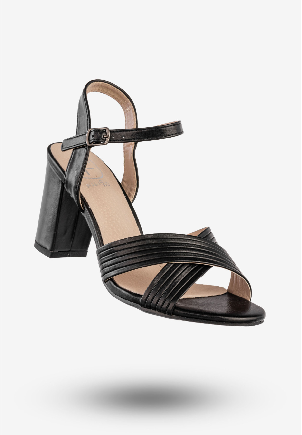 Sandały Damskie Ekoskóra Buty Eleganckie Na Słupku Czarne Filippo DS6901/25BK