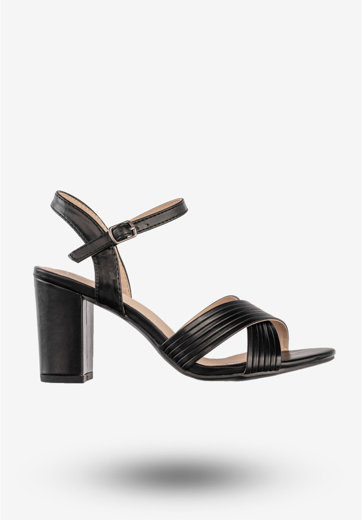 Sandały Damskie Ekoskóra Buty Eleganckie Na Słupku Czarne Filippo DS6901/25BK