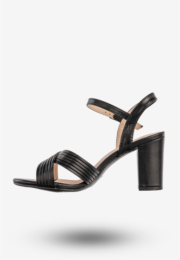Sandały Damskie Ekoskóra Buty Eleganckie Na Słupku Czarne Filippo DS6901/25BK