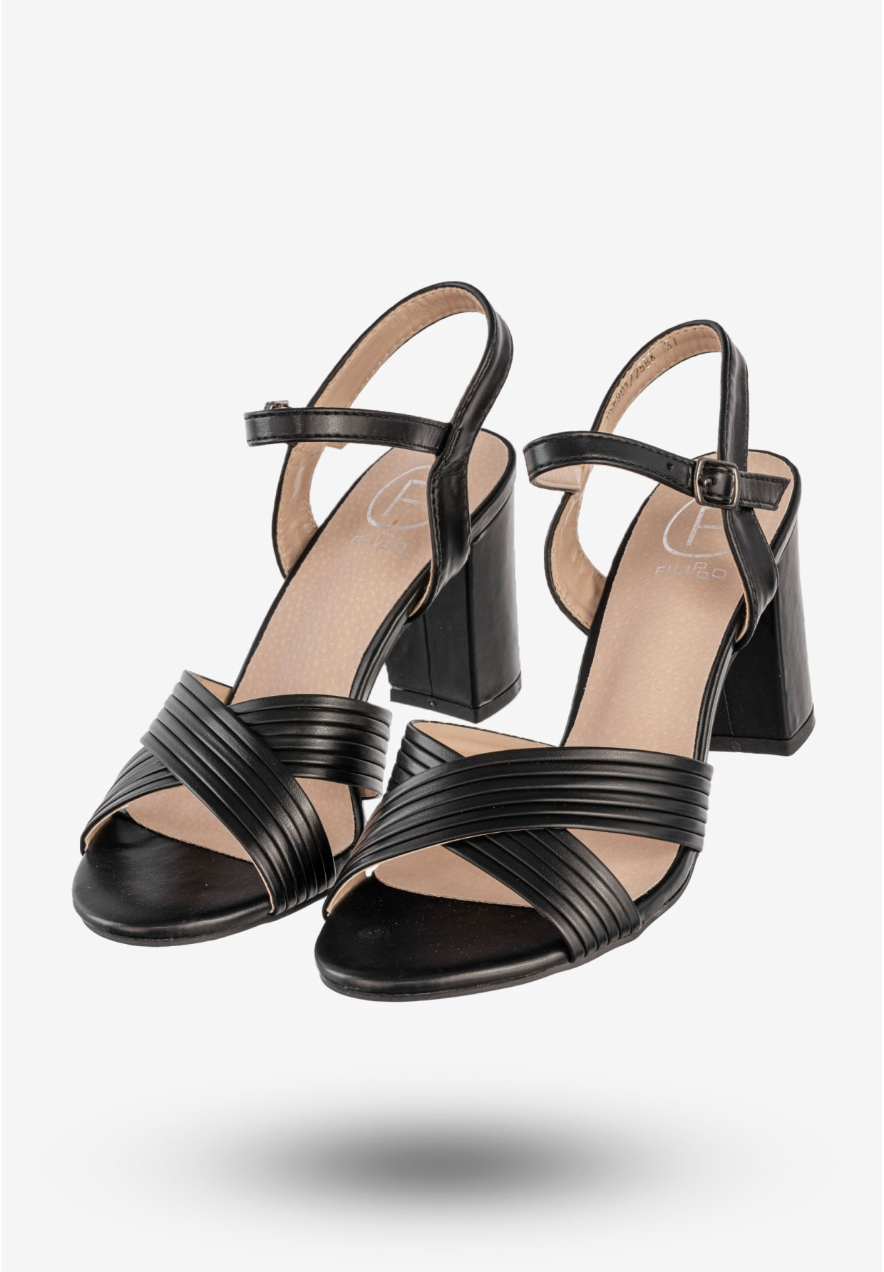 Sandały Damskie Ekoskóra Buty Eleganckie Na Słupku Czarne Filippo DS6901/25BK