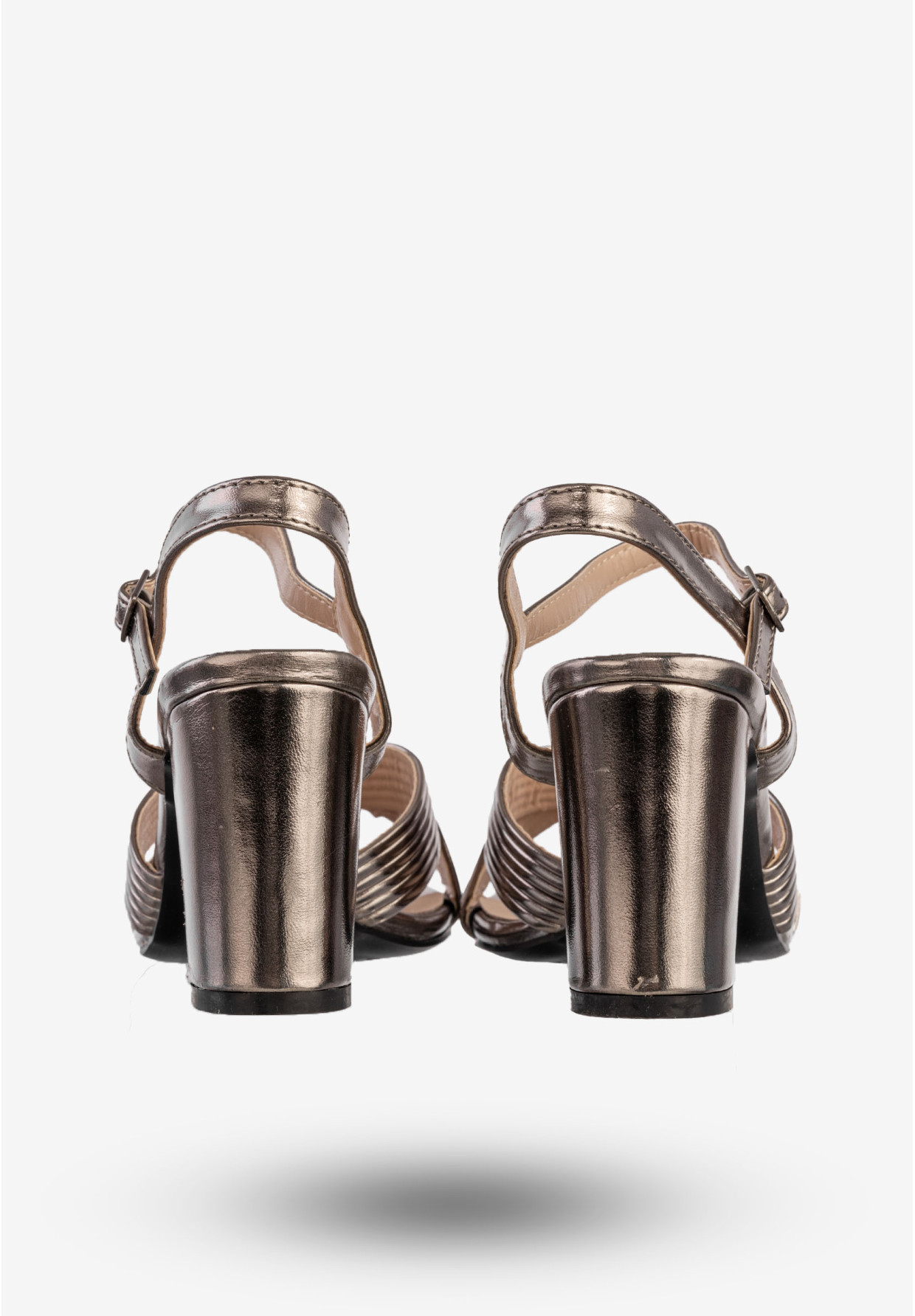 Sandały Damskie Ekoskóra Buty Eleganckie Na Słupku Metaliczne Filippo DS6901/25GN