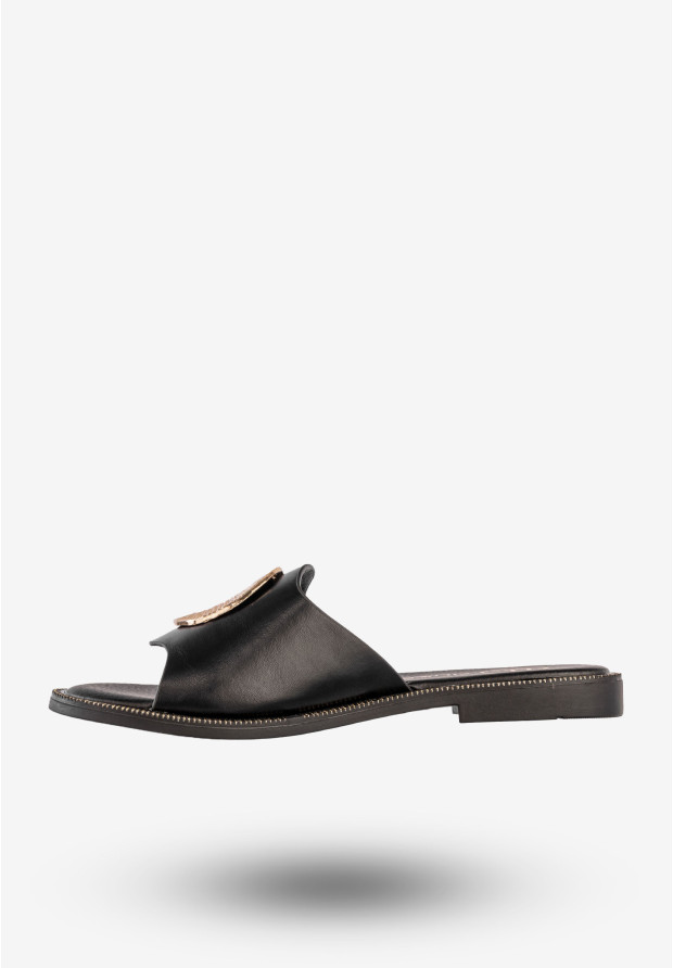 Klapki Damskie Ekoskóra Buty Eleganckie Modne Czarne Filippo DK6906/25BK