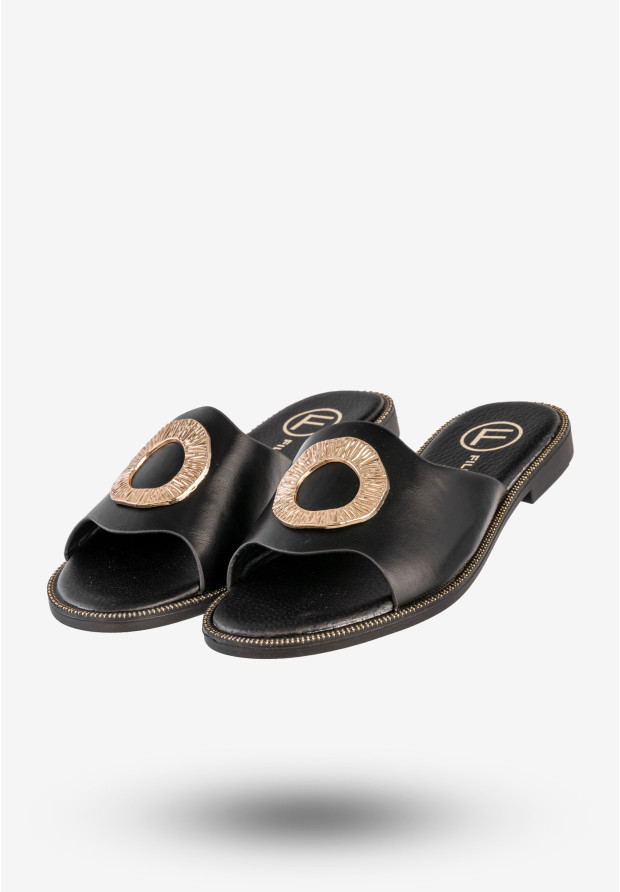 Klapki Damskie Ekoskóra Buty Eleganckie Modne Czarne Filippo DK6906/25BK