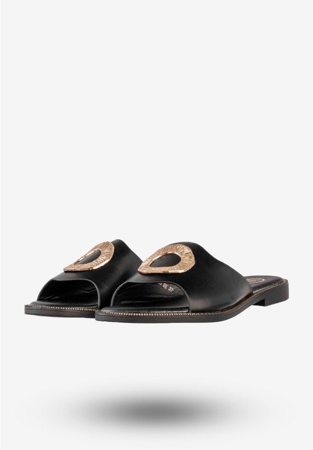 Klapki Damskie Ekoskóra Buty Eleganckie Modne Czarne Filippo DK6906/25BK