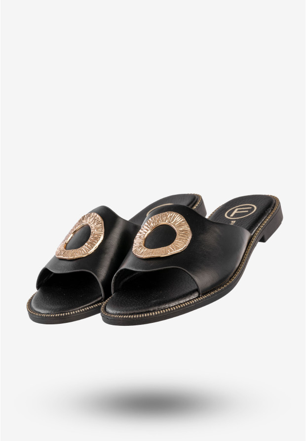Klapki Damskie Ekoskóra Buty Eleganckie Modne Czarne Filippo DK6906/25BK