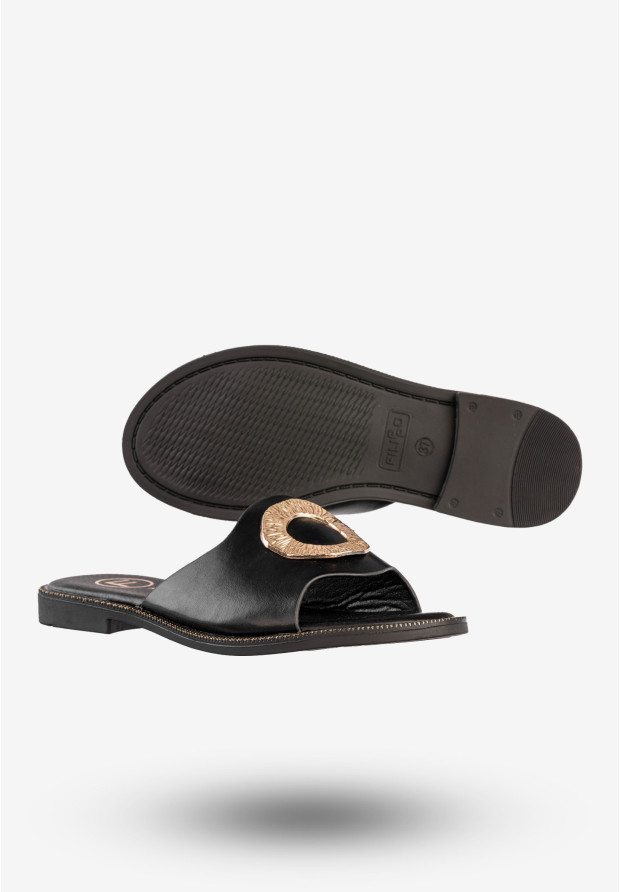 Klapki Damskie Ekoskóra Buty Eleganckie Modne Czarne Filippo DK6906/25BK