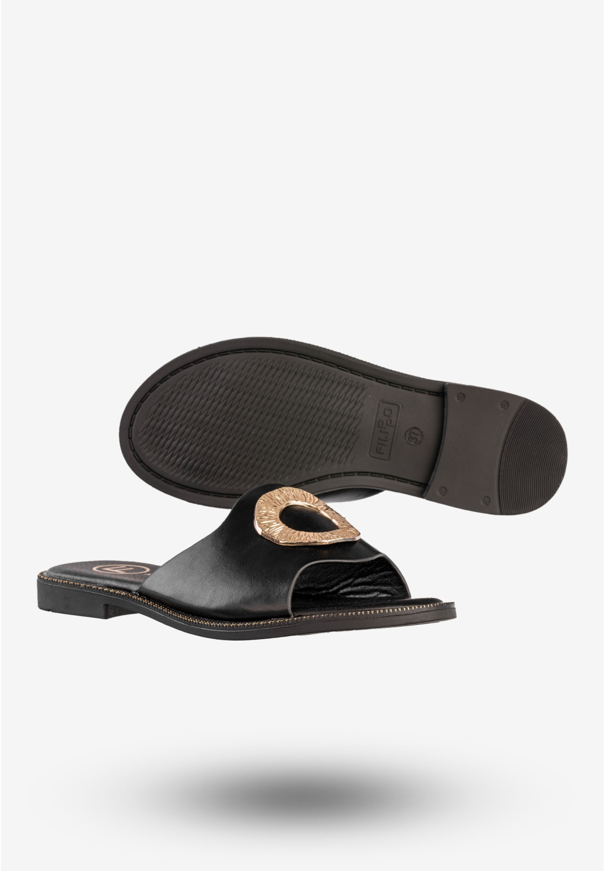 Klapki Damskie Ekoskóra Buty Eleganckie Modne Czarne Filippo DK6906/25BK