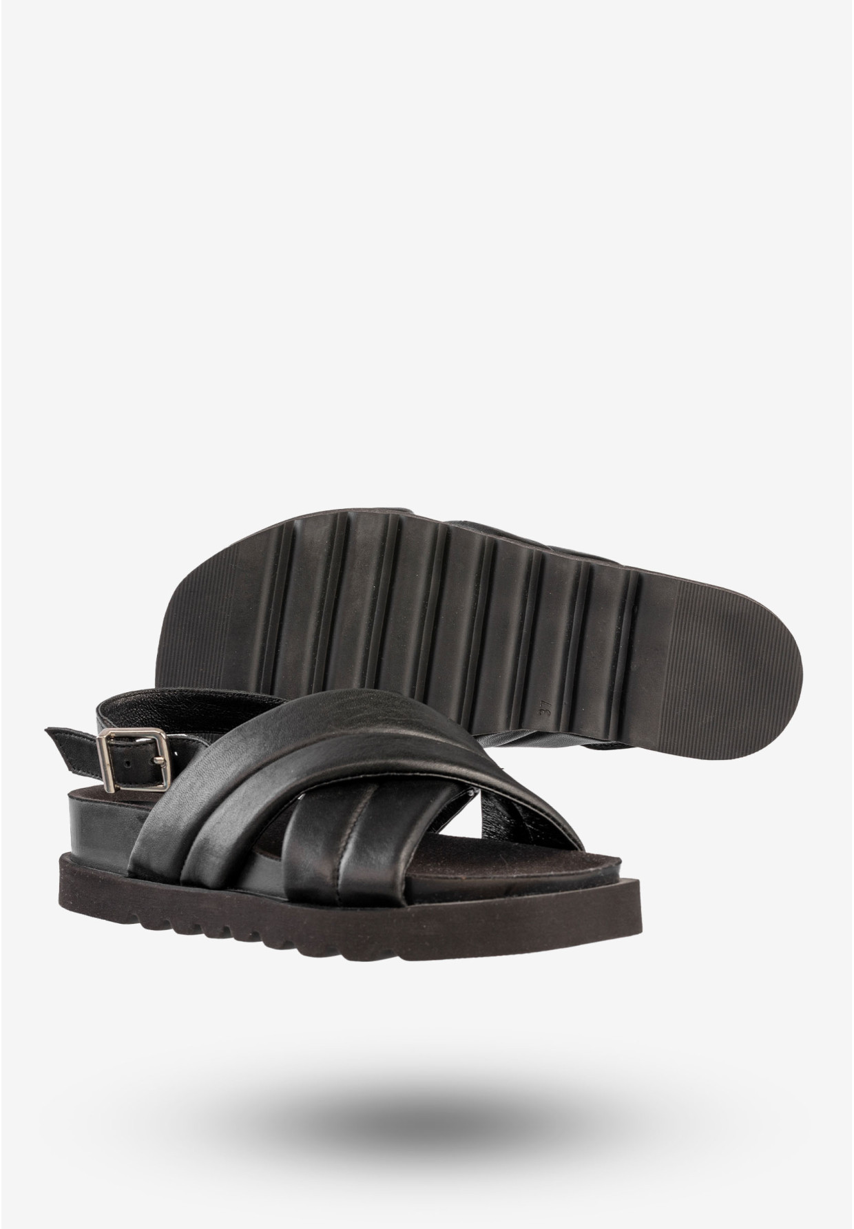 Sandały Damskie Skórzane Buty Eleganckie Klasyczne Czarne EMMA 8832