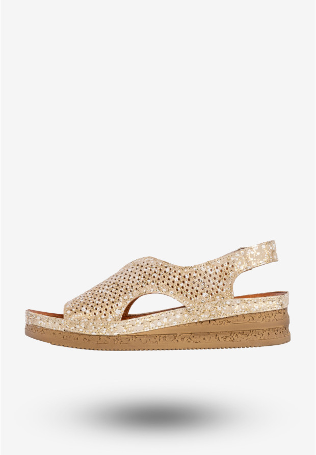 Sandały Damskie Skórzane Maciejka Buty Eleganckie Złote L4494-25/00-1