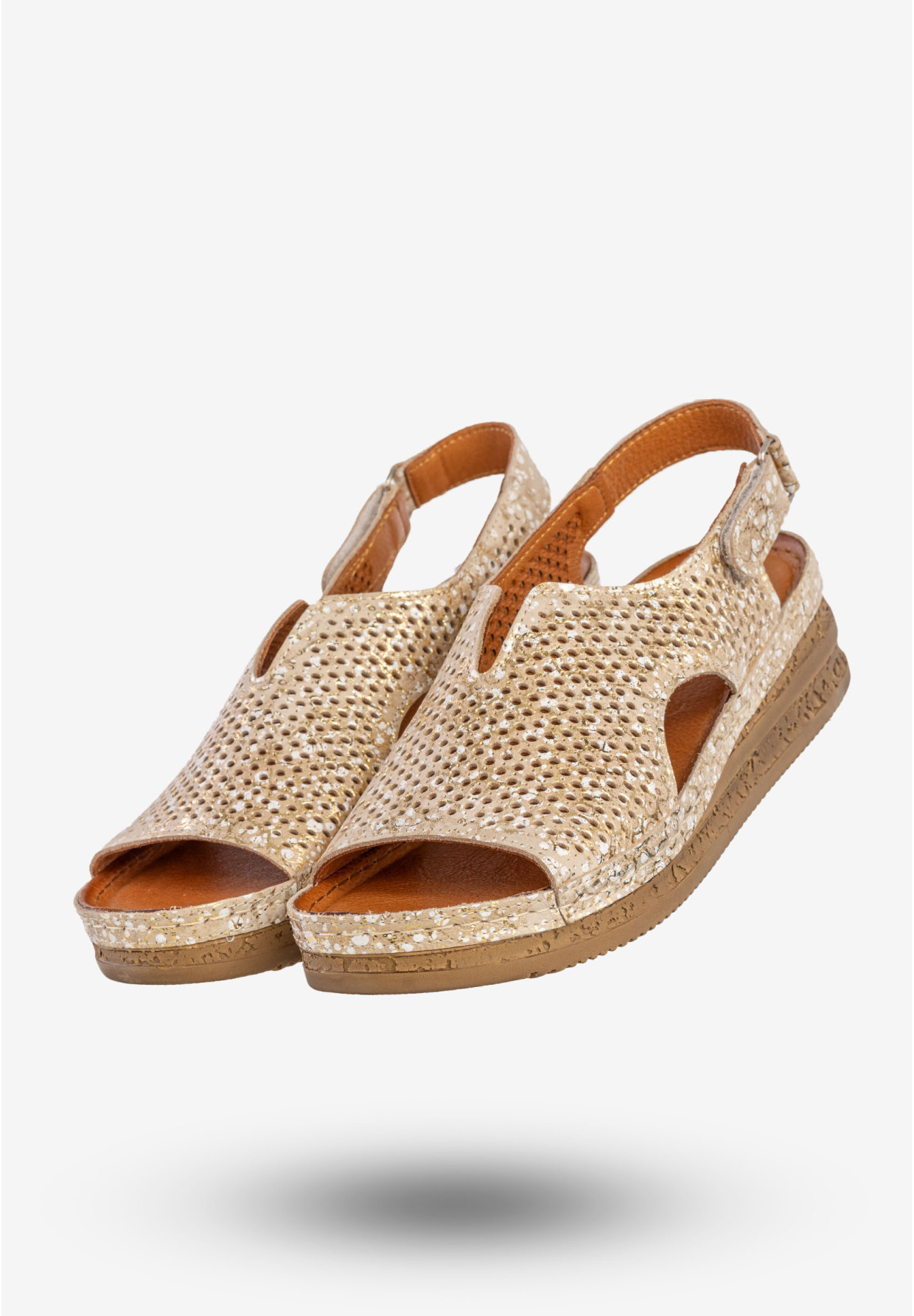 Sandały Damskie Skórzane Maciejka Buty Eleganckie Złote L4494-25/00-1
