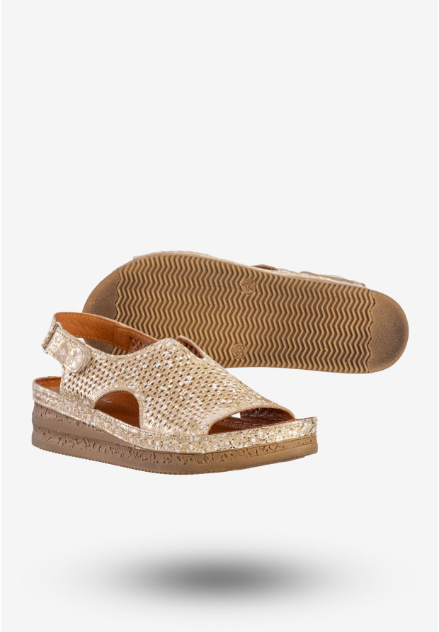 Sandały Damskie Skórzane Maciejka Buty Eleganckie Złote L4494-25/00-1