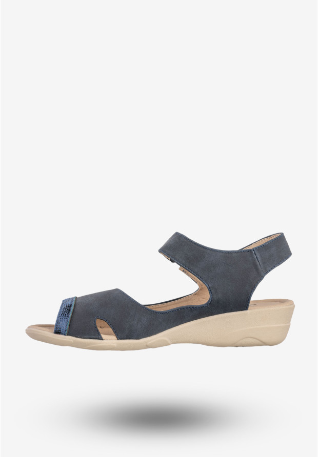 Sandały Damskie Ekoskóra Buty Na Rzepy Wygodne Granatowe Aloeloe AA244039