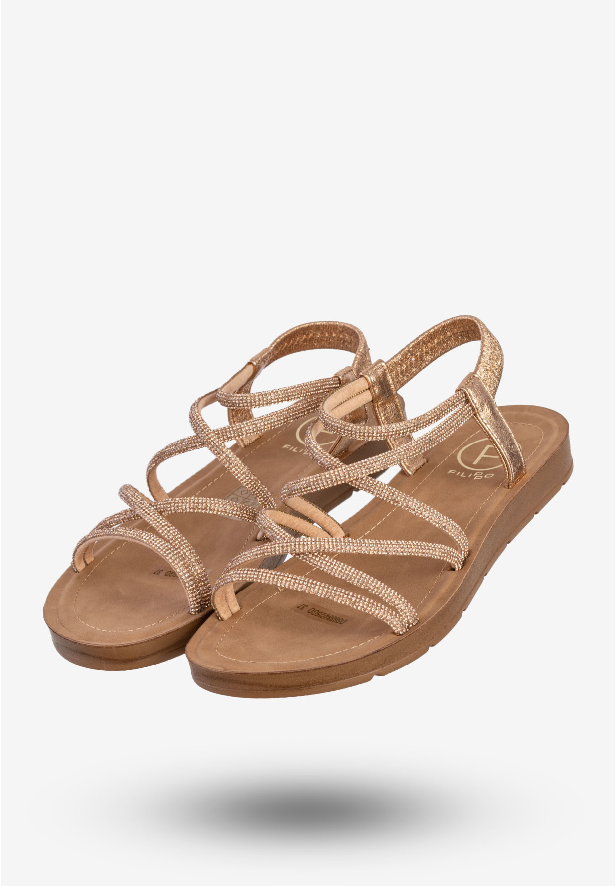 Sandały Damskie Buty Eleganckie Błyszczące Na Lato Złote Filippo DS6884/25GO