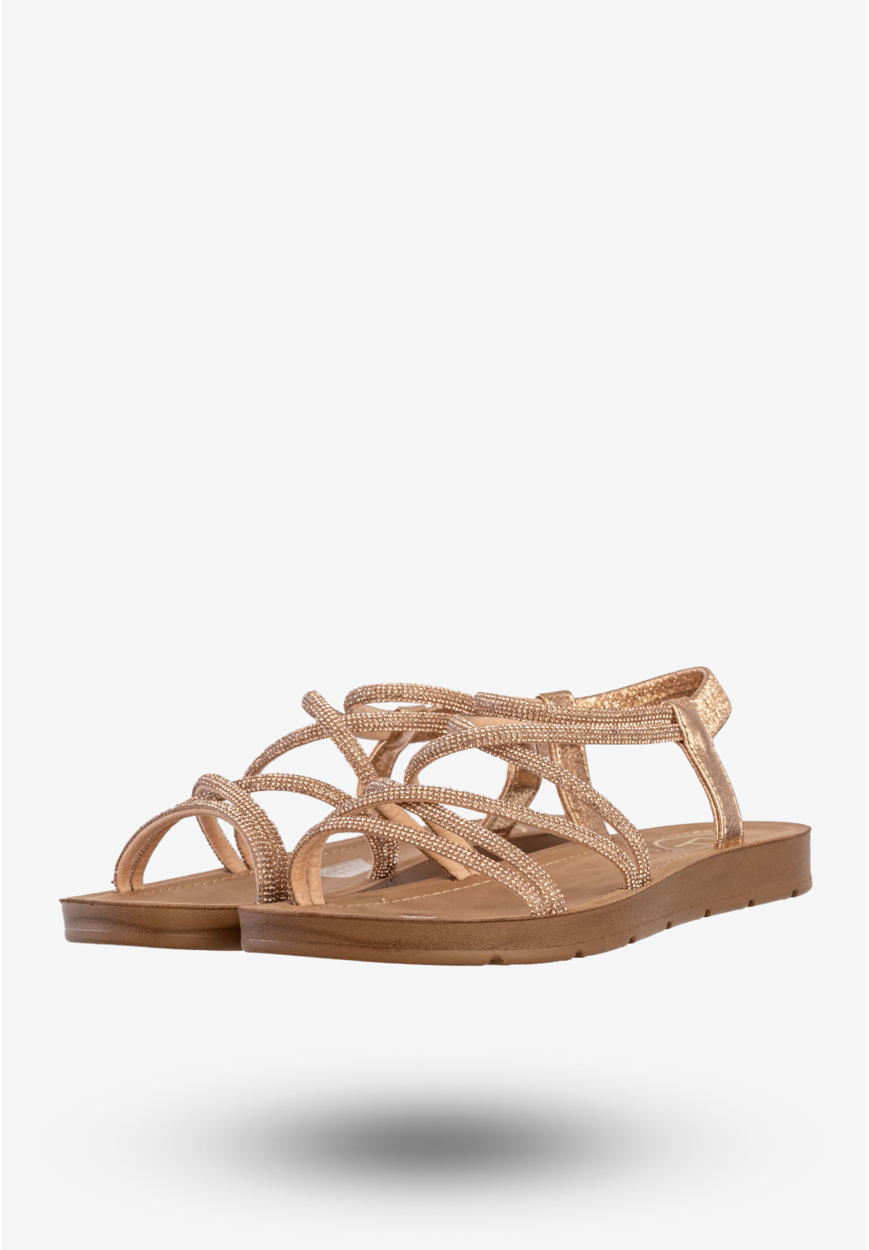Sandały Damskie Buty Eleganckie Błyszczące Na Lato Złote Filippo DS6884/25GO