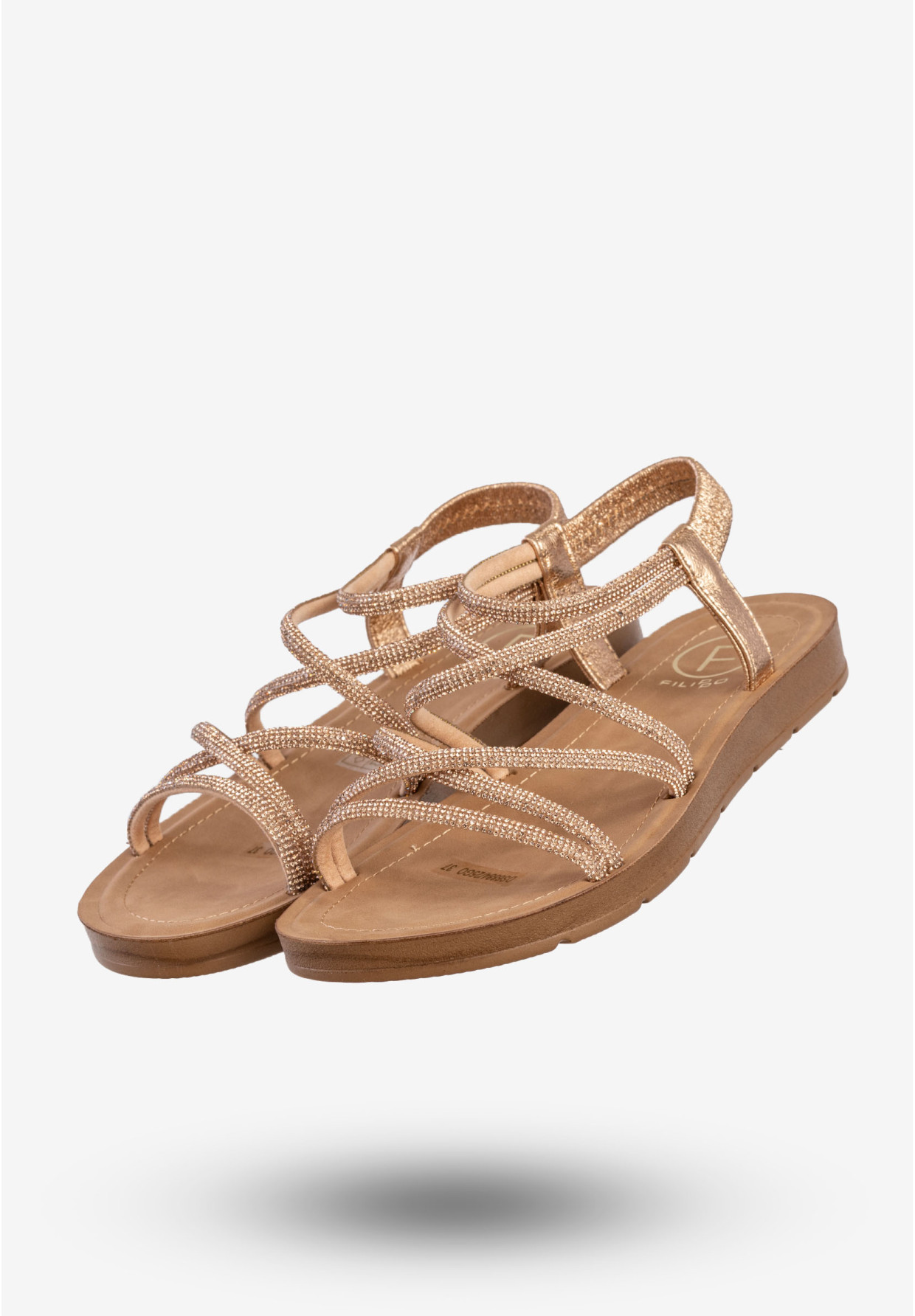 Sandały Damskie Buty Eleganckie Błyszczące Na Lato Złote Filippo DS6884/25GO