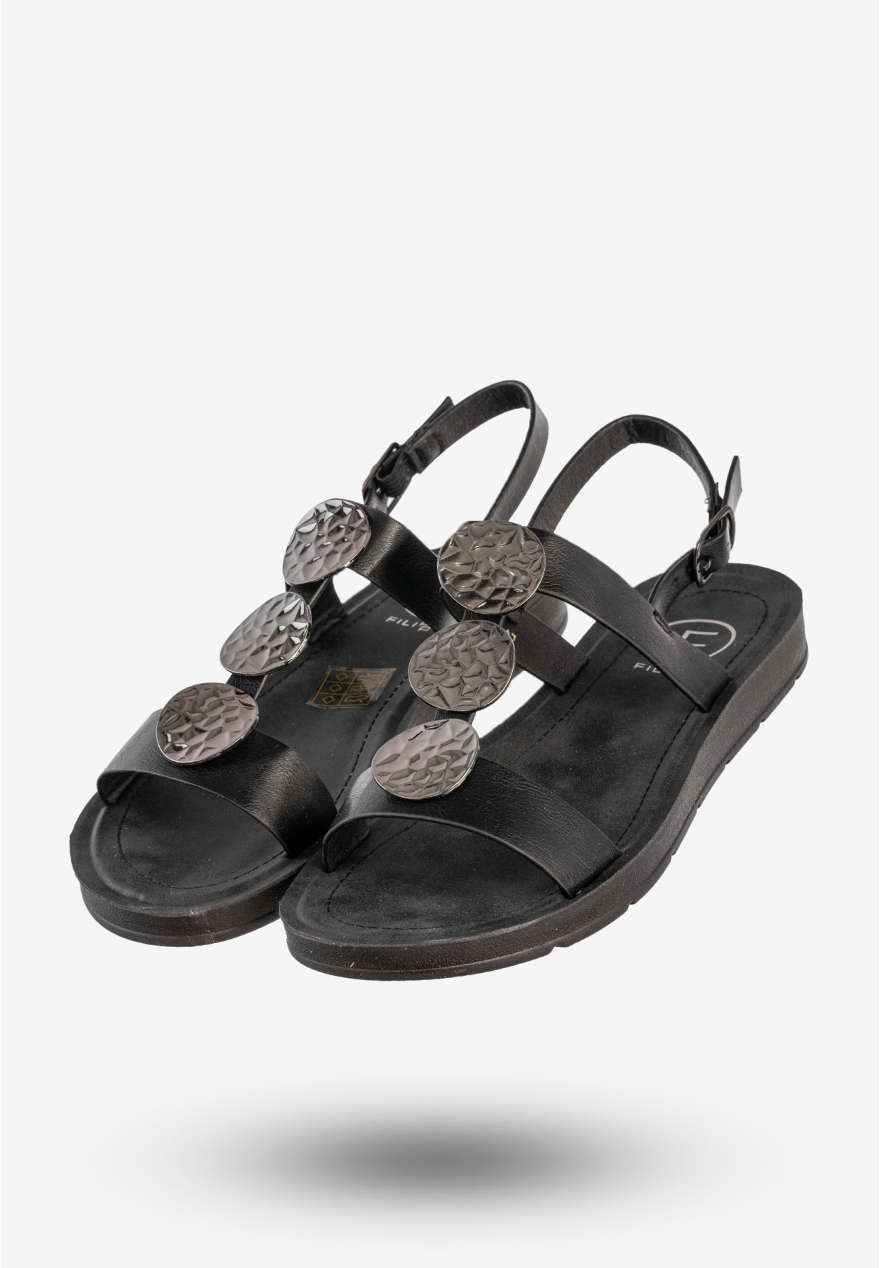 Sandały Damskie Ekoskóra Buty Eleganckie Na Lato Czarne Filippo DS6885/25BK
