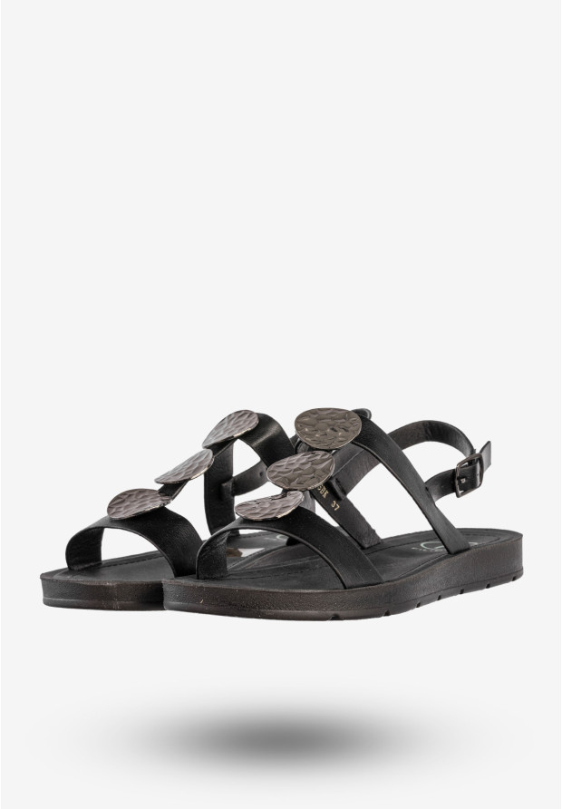 Sandały Damskie Ekoskóra Buty Eleganckie Na Lato Czarne Filippo DS6885/25BK