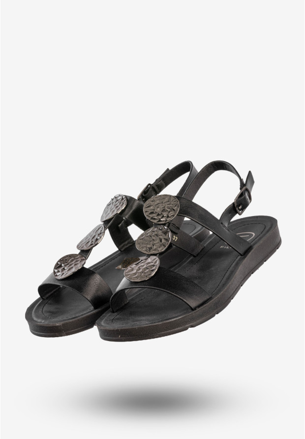 Sandały Damskie Ekoskóra Buty Eleganckie Na Lato Czarne Filippo DS6885/25BK