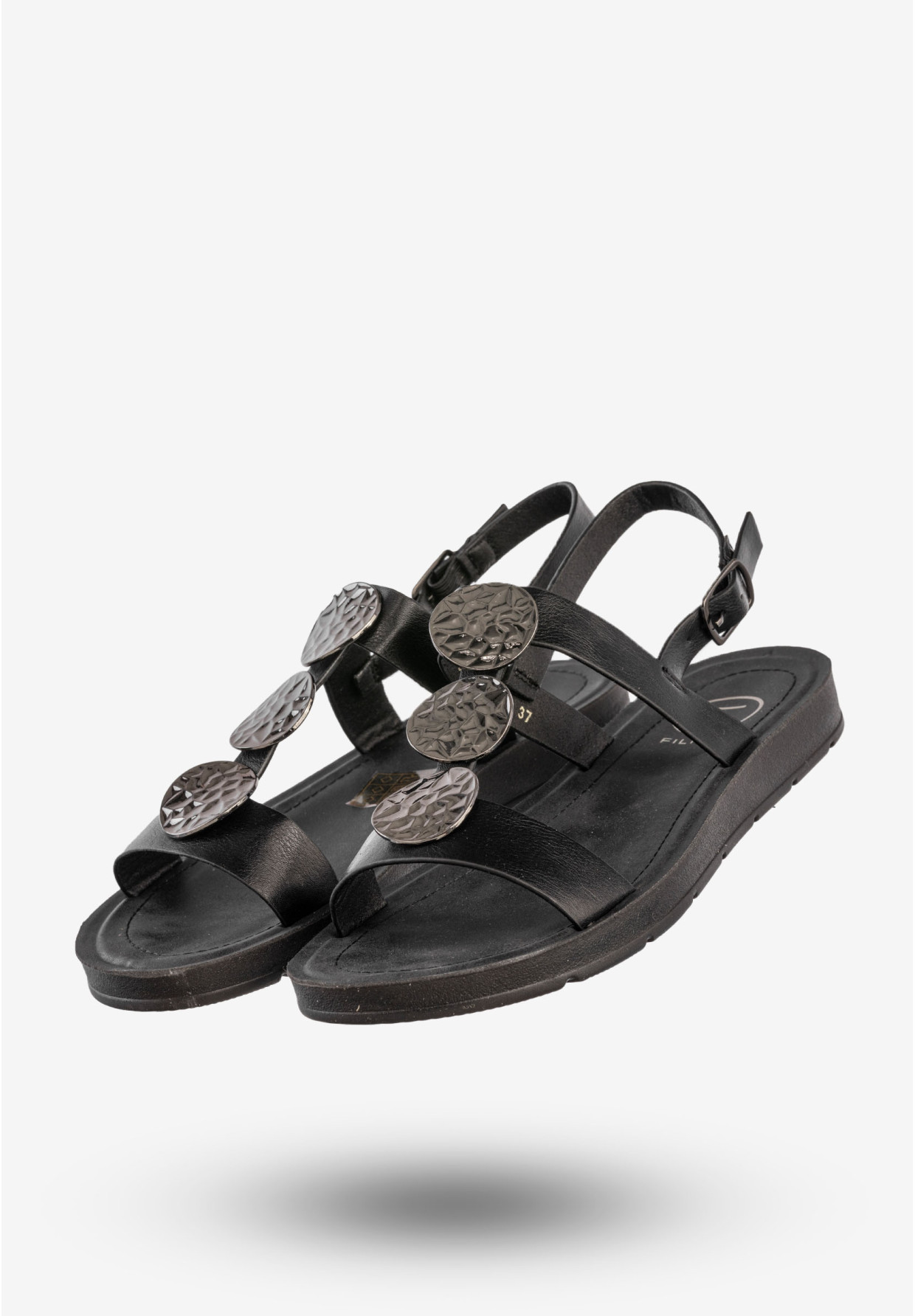 Sandały Damskie Ekoskóra Buty Eleganckie Na Lato Czarne Filippo DS6885/25BK