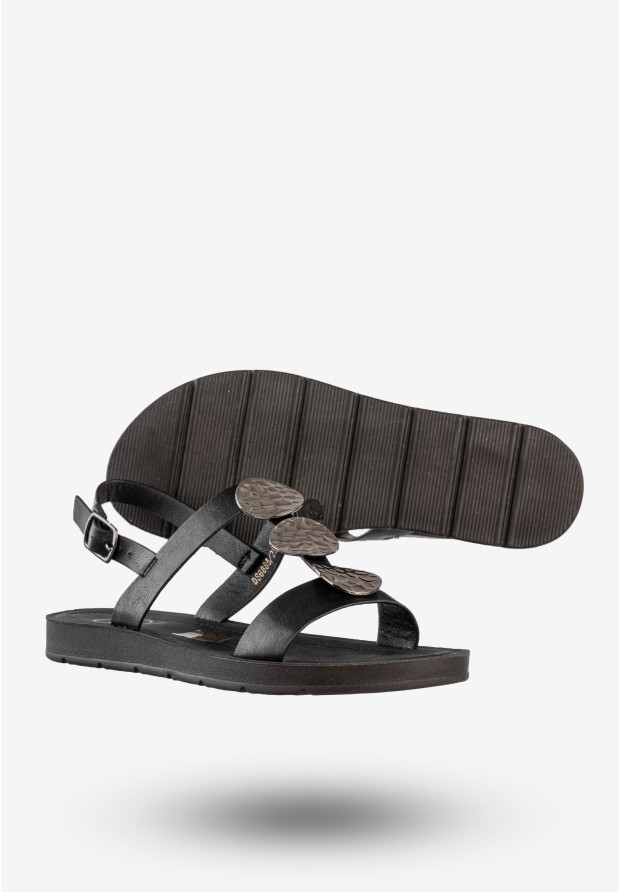 Sandały Damskie Ekoskóra Buty Eleganckie Na Lato Czarne Filippo DS6885/25BK