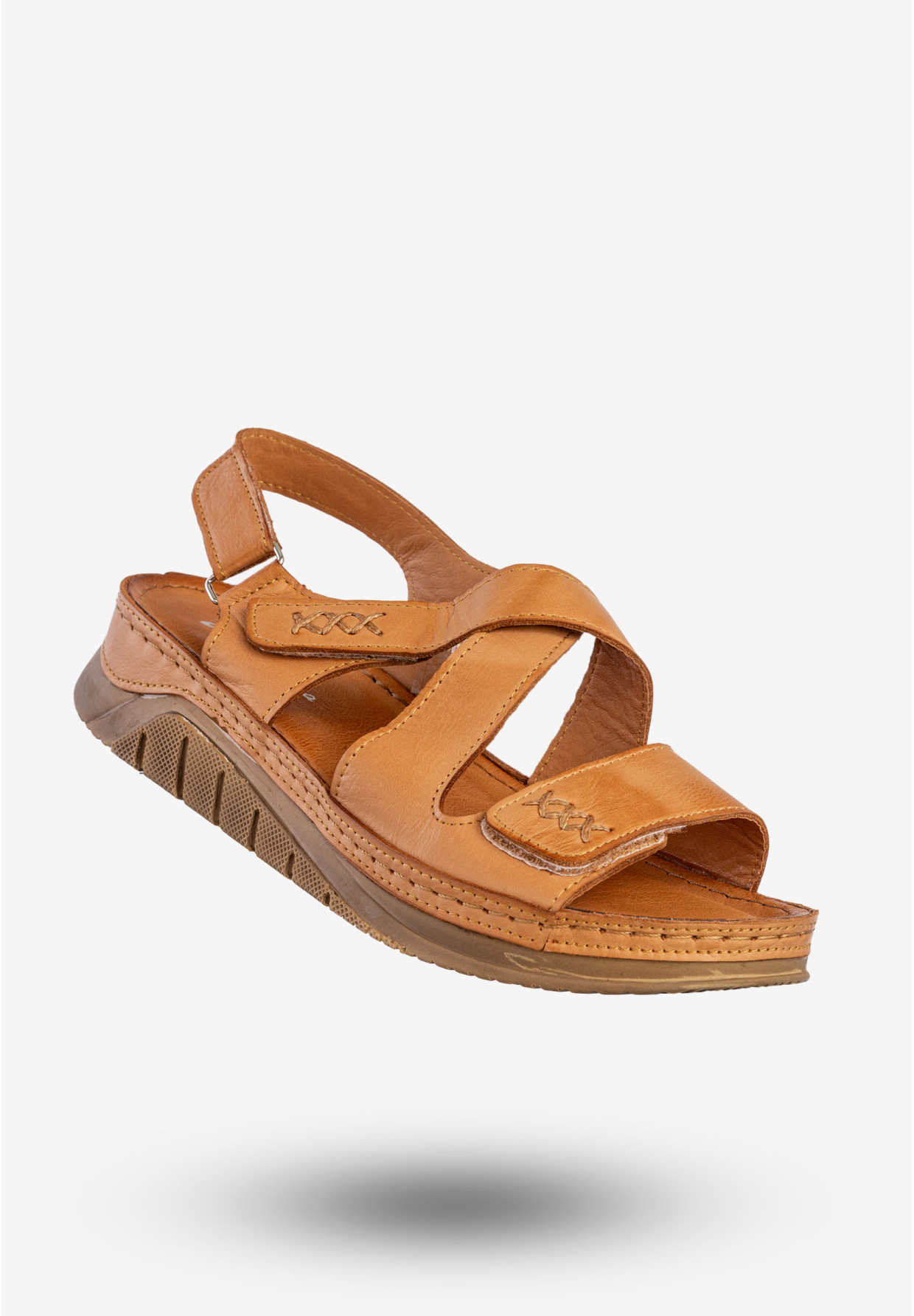 Sandały Damskie Skórzane Buty Na Rzepy Wygodne Rude Maciejka L4496-29/00-1