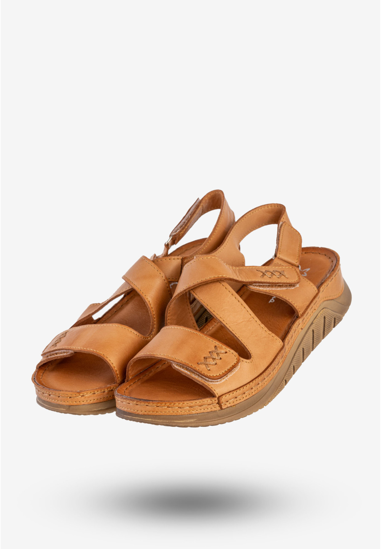 Sandały Damskie Skórzane Buty Na Rzepy Wygodne Rude Maciejka L4496-29/00-1