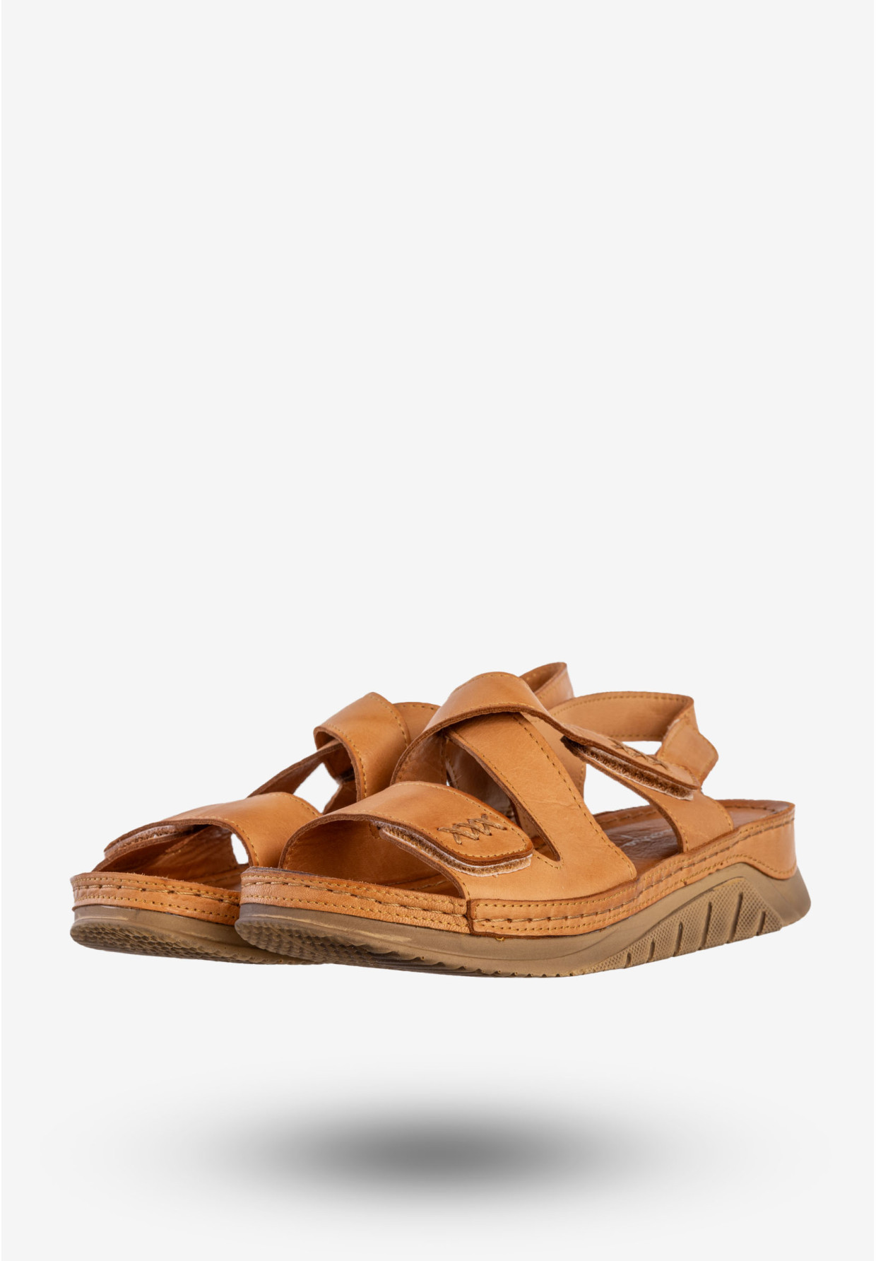 Sandały Damskie Skórzane Buty Na Rzepy Wygodne Rude Maciejka L4496-29/00-1