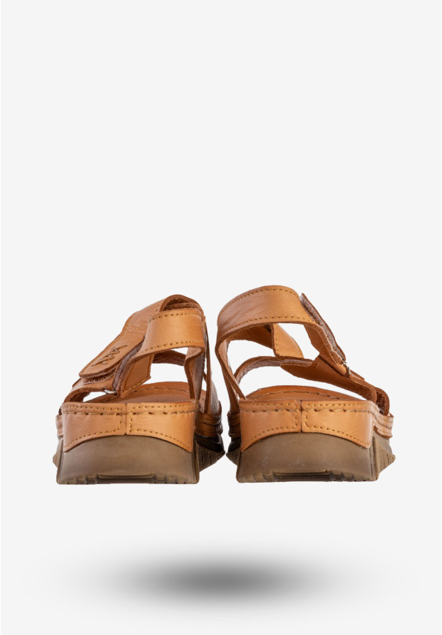 Sandały Damskie Skórzane Buty Na Rzepy Wygodne Rude Maciejka L4496-29/00-1