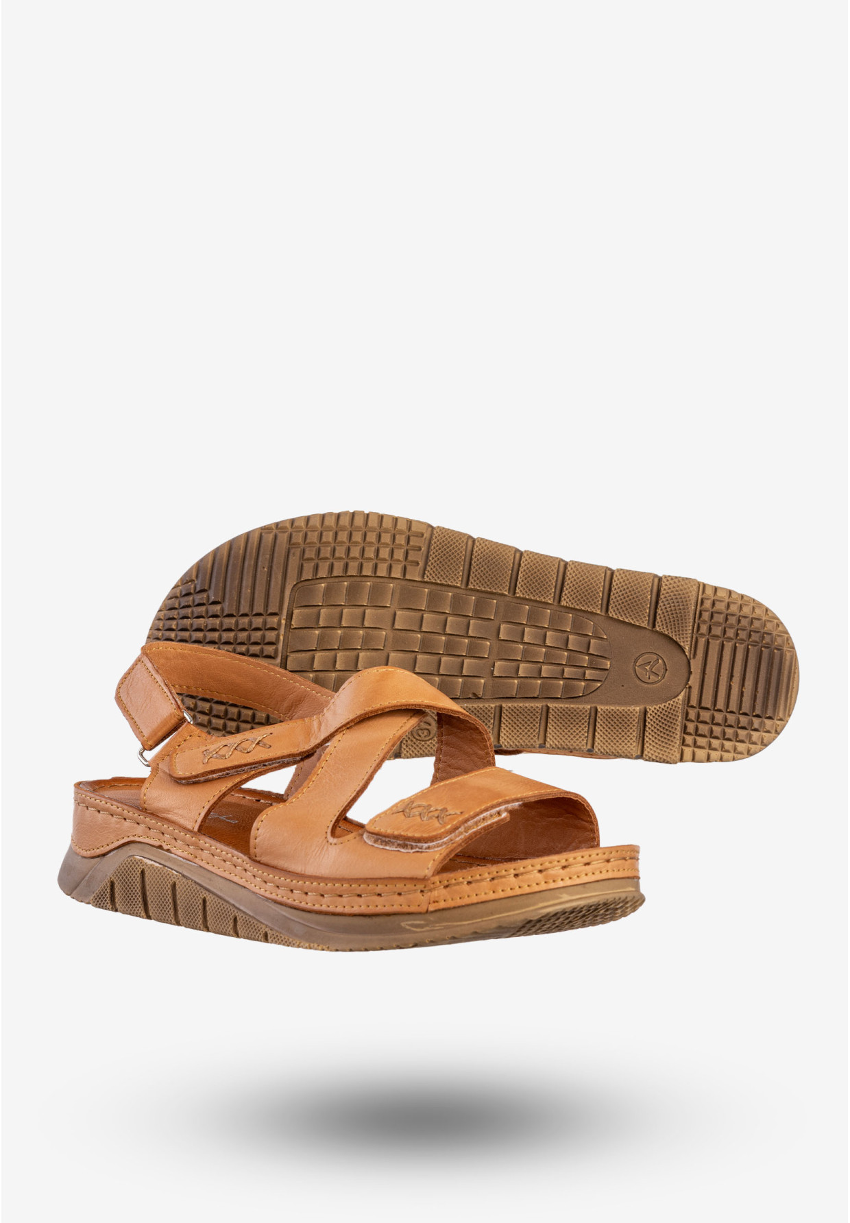 Sandały Damskie Skórzane Buty Na Rzepy Wygodne Rude Maciejka L4496-29/00-1